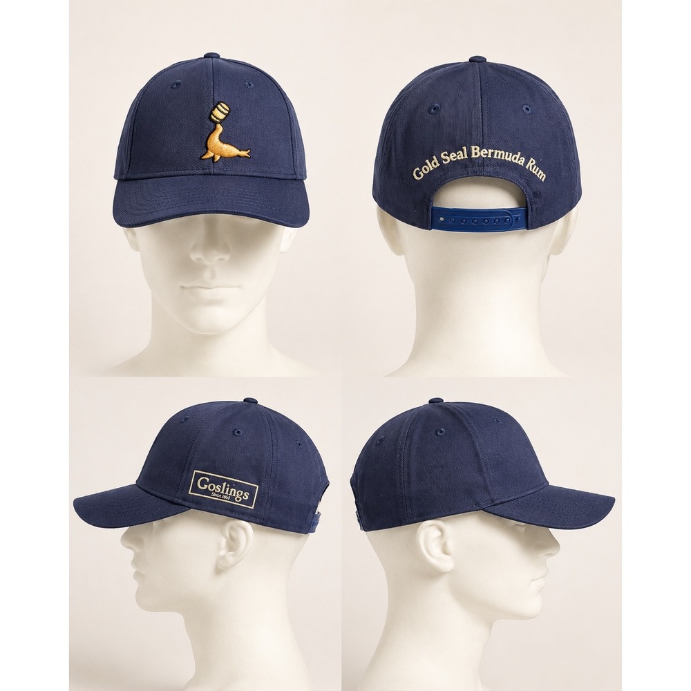 Goslings Black Seal Bermuda Rum Navy Blue Snapback Baseball Cap Hat Cotton NWOT